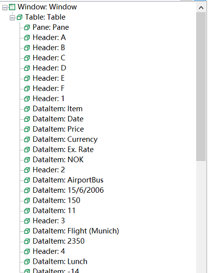 Qt 5.x SpreadSheet中识别到的对象树